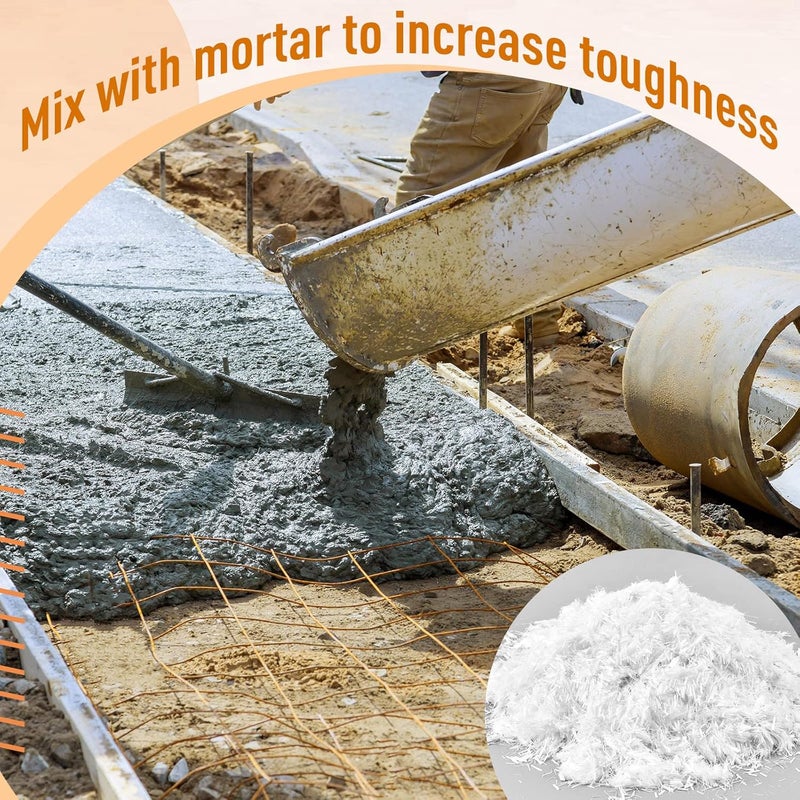 Fabbay 4.4 Lb Fiberglass for Cement 6mm and 9mm Mortar Concrete Fiberglass Chop Strands Fiber Reinforcement Anti Seepage Anti Cracking White Milled Glass Fiber for Concrete Cement, Building Wall Garden Floor - Image 5